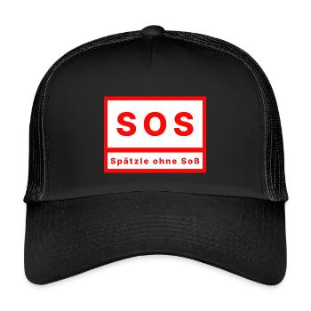 SOS Spätzle without sauce - Kids’ Trucker Cap - black/black - Front