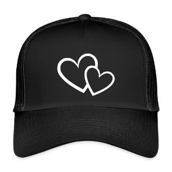 Cadeau de la Saint-Valentin à cœur blanc - Casquette trucker enfant - noir/noir - Devant