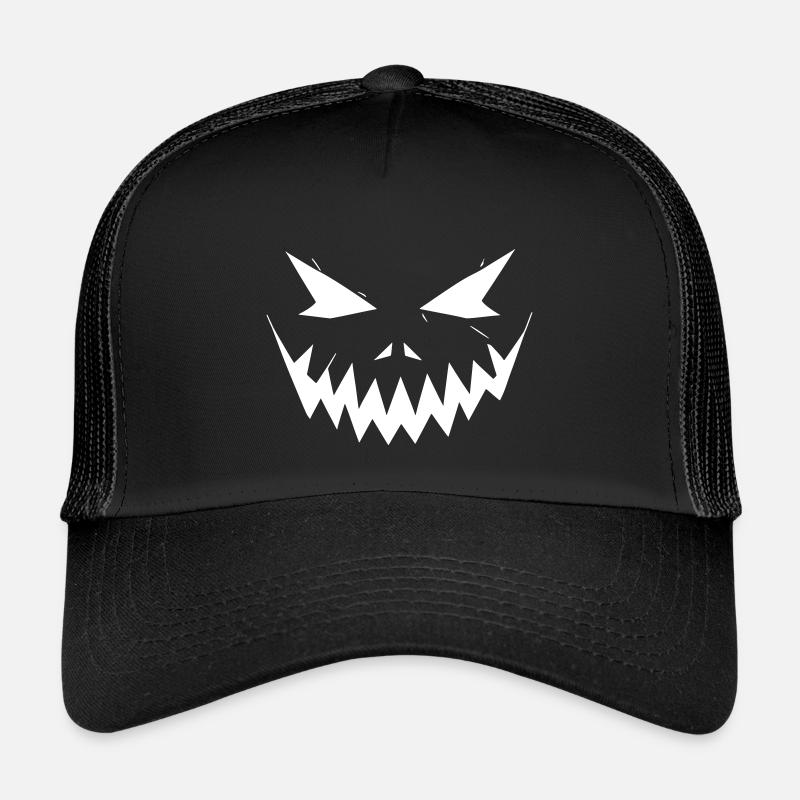 Halloweengesicht Zackenlächeln - Kinder Trucker-Cap - Schwarz/Schwarz