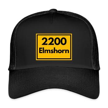 ALTE POSTLEITZAHL PLZ RETRO 2200 ELMSHORN  - Kinder Trucker-Cap - Schwarz/Schwarz - Vorne