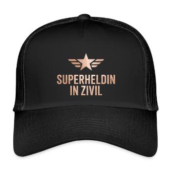 Superheldin In Zivil Superhero Superhelden Kostüm - Kinder Trucker-Cap - Schwarz/Schwarz - Vorne