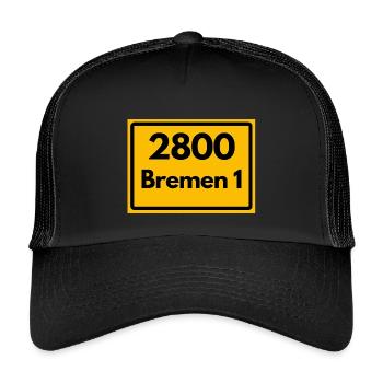 OLD POSTCODE POSTCODE RETRO 2800 BREMEN 1 – HANSE - Kids’ Trucker Cap - black/black - Front