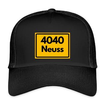 ALTE POSTLEITZAHL PLZ RETRO 4040 STADT NEUSS  - Kinder Trucker-Cap - Schwarz/Schwarz - Vorne