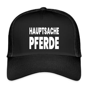 Pferde - Kinder Trucker-Cap - Schwarz/Schwarz - Vorne