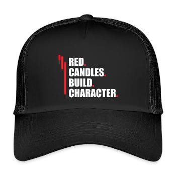 Red candles build character Stock market trader - Kids’ Trucker Cap - black/black - Front