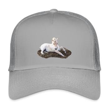 Poulain couché en paille, dessins d’animaux pour bébés - Casquette trucker enfant - gris clair - Devant