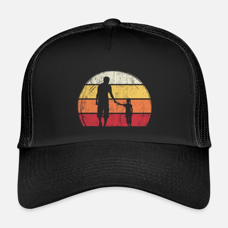 Sunset Silhouette: Vater und Kind - Kinder Trucker-Cap - Schwarz/Schwarz