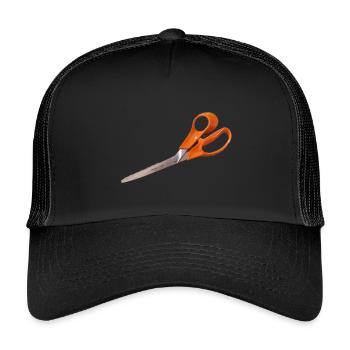 Orange Schere - Kinder Trucker-Cap - Schwarz/Schwarz - Vorne
