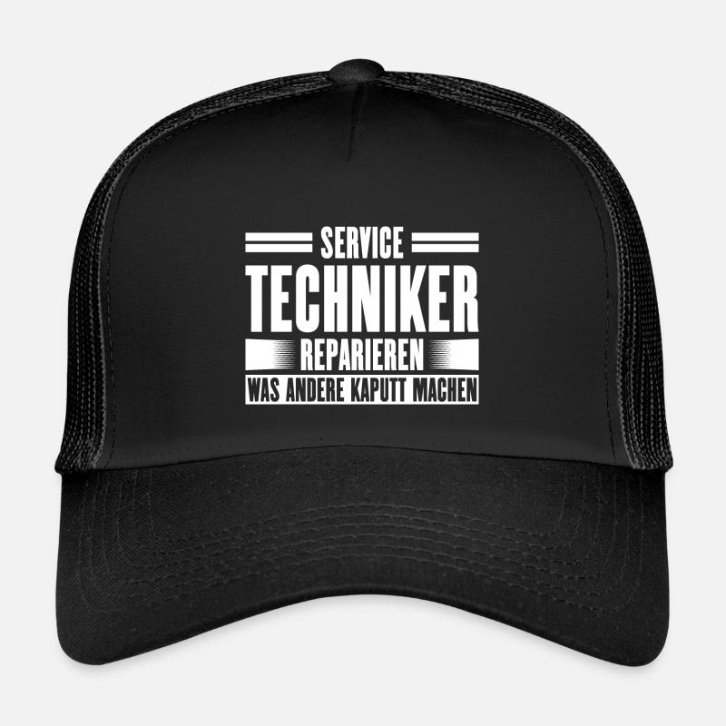 Servicetechniker Support Lösung Spruch Service - Kinder Trucker-Cap - Schwarz/Schwarz