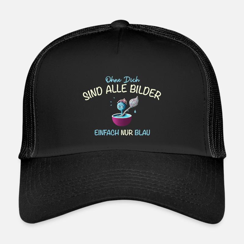 Ohne Dich sind alle Bilder blau, Freundschaft - Kinder Trucker-Cap - Schwarz/Schwarz