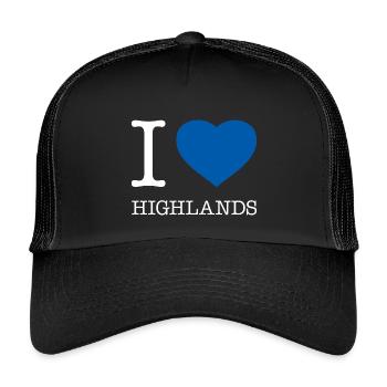 I LOVE HIGHLANDS - Kinder Trucker-Cap - Schwarz/Schwarz - Vorne