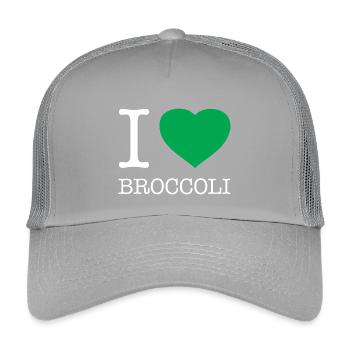 I LOVE BROCCOLI Brokkoli - Kinder Trucker-Cap - Hellgrau - Vorne