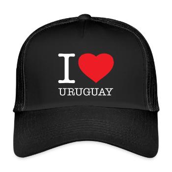I LOVE URUGUAY - Kinder Trucker-Cap - Schwarz/Schwarz - Vorne