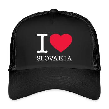 I LOVE SLOVAKIA Slowakei - Kinder Trucker-Cap - Schwarz/Schwarz - Vorne