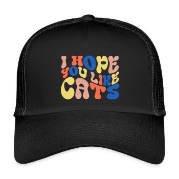 Ich hoffe, du magst Katzen - Kinder Trucker-Cap - Schwarz/Schwarz - Vorne