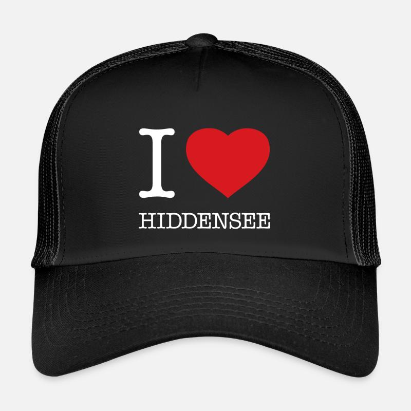 I LOVE HIDDENSEE - Kinder Trucker-Cap - Schwarz/Schwarz