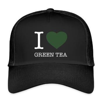 I LOVE GREEN TEA - Kinder Trucker-Cap - Schwarz/Schwarz - Vorne