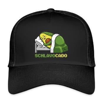 Schlavocado Avocado Schlafshirt Sleep Comfy Gesche - Kinder Trucker-Cap - Schwarz/Schwarz - Vorne