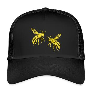 Biene Wespe - Kinder Trucker-Cap - Schwarz/Schwarz - Vorne