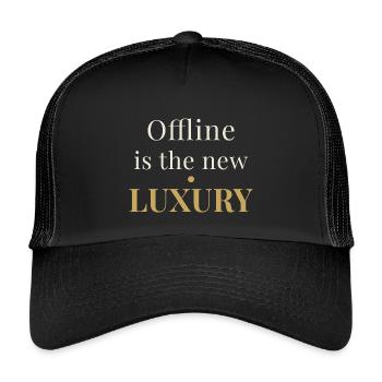 Offline is the New Luxury – Minimal Design - Kinder Trucker-Cap - Schwarz/Schwarz - Vorne