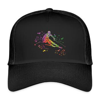 Ski alpin Sports d’hiver Ski nordique - Casquette trucker enfant - noir/noir - Devant