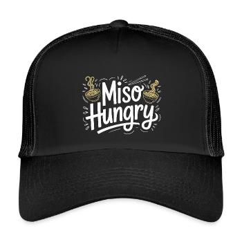 Ramen Miso Hungry Tonkatsu Noodle Bowl Ramen Chef - Kids’ Trucker Cap - black/black - Front