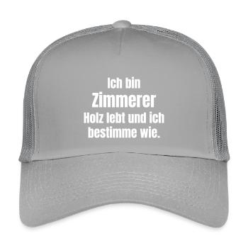 Ich bin Zimmerer – Holz liebt, ich bestimme - Kinder Trucker-Cap - Hellgrau - Vorne