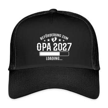 Grandpa-to-be 2027 Pregnancy Announcement - Kids’ Trucker Cap - black/black - Front