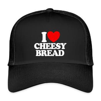 J’adore le pain au fromage. Mon plat préféré : le pain au fromage. - Casquette trucker enfant - noir/noir - Devant