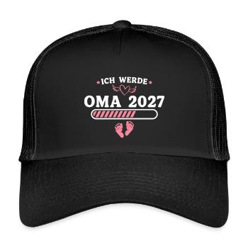 Ich werde Oma 2027 – Baby Ankündigung Geschenk - Kinder Trucker-Cap - Schwarz/Schwarz - Vorne