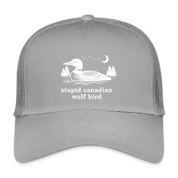 Stupid Canadian Wolf Bird Funny Loon Humor - Kinder Trucker-Cap - Hellgrau - Vorne