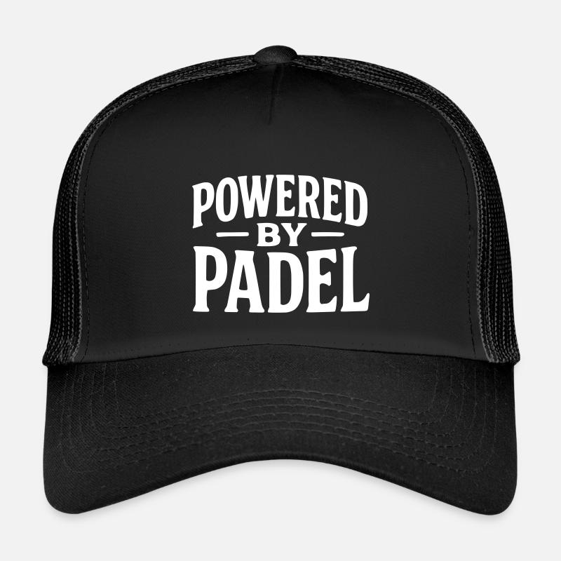 Lustiges Padel – Powered by Padel - Kinder Trucker-Cap - Schwarz/Schwarz