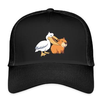 Capybara Capibara - Kinder Trucker-Cap - Schwarz/Schwarz - Vorne