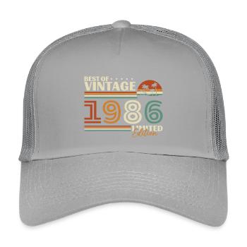 1986 Vintage Retro Geburtstagsgeschenk - Kinder Trucker-Cap - Hellgrau - Vorne