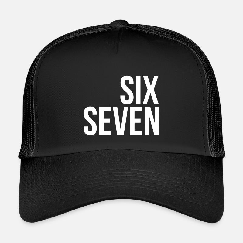 67 "six seven" text - Kids’ Trucker Cap - black/black