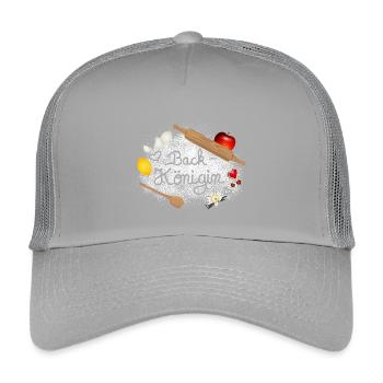 Mehl und Back Zutaten mit Schriftzug Back Königin - Kinder Trucker-Cap - Hellgrau - Vorne