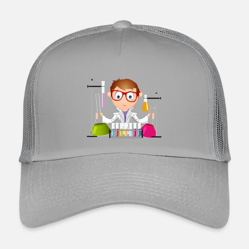 A young man as a scientist in the laboratory Kids’ Trucker Cap