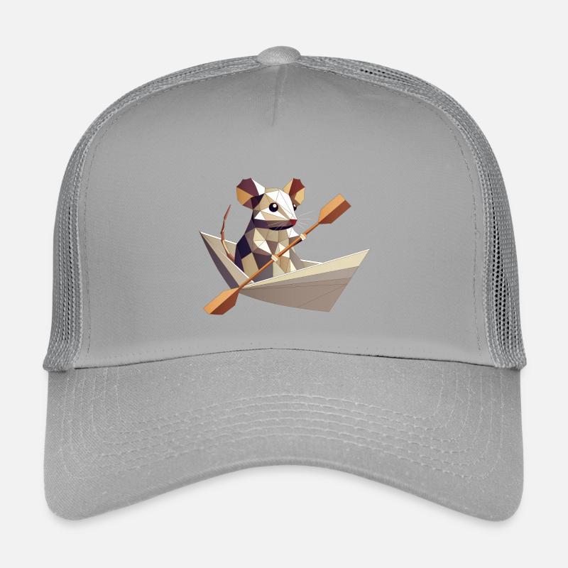 Adventurous mouse in paper boat Kids’ Trucker Cap
