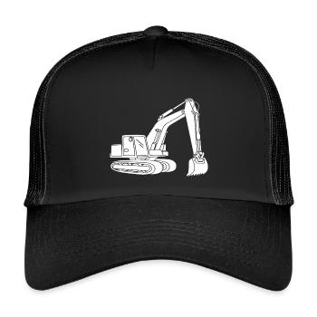 Excavator Silhouette Construction Equipment Operator Civil Engineering - Kids’ Trucker Cap - black/black - Front