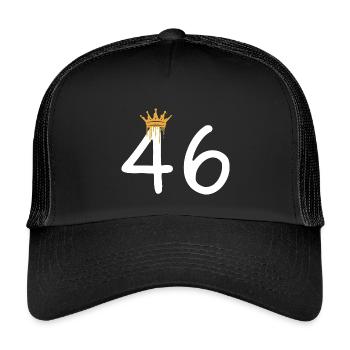Couronne royale en or noire avec le numéro 44 - Casquette trucker enfant - noir/noir - Devant