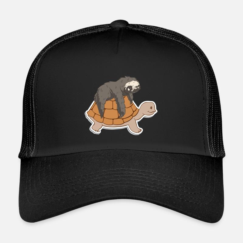 Adorable Turtle and Sloth - Kids’ Trucker Cap - black/black