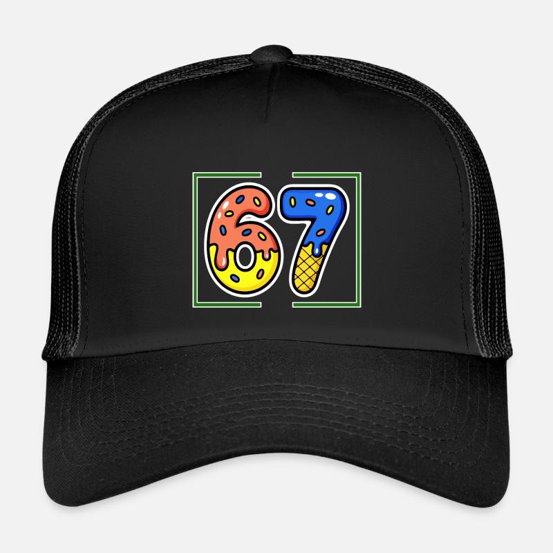 Siebenundsechzig, 67, 6, 7 - Kinder Trucker-Cap - Schwarz/Schwarz