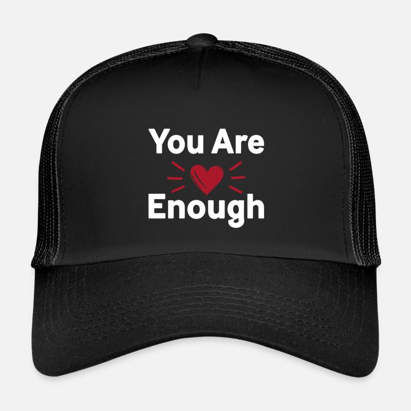 You Are Enough Self Love Statement - Kids’ Trucker Cap - black/black