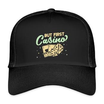 Gambling Fan But First Casino - Kids’ Trucker Cap - black/black - Front