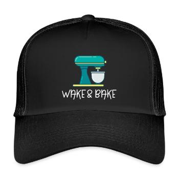 Wake And Bake - Kids’ Trucker Cap - black/black - Front