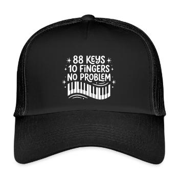 88 Keys 10 Fingers No Problem Piano Player - Kids’ Trucker Cap - black/black - Front