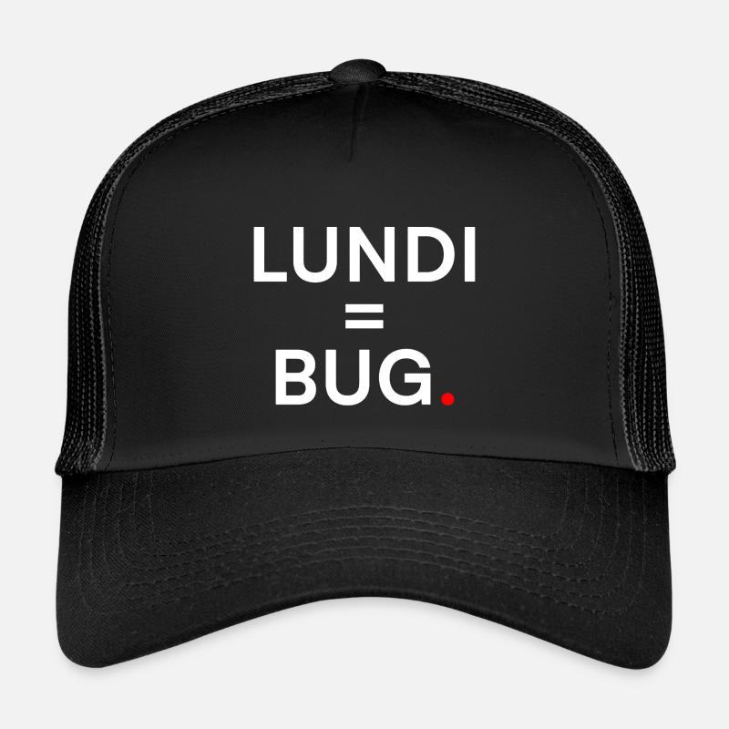 MONTAG = BUG. Humor-Montag-Büro - Kinder Trucker-Cap - Schwarz/Schwarz