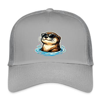 Otter Funny Animal Portrait Wild Animal Cool - Kids’ Trucker Cap - light grey - Front