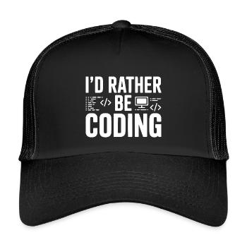 I'd Rather Be Coding - Kids’ Trucker Cap - black/black - Front