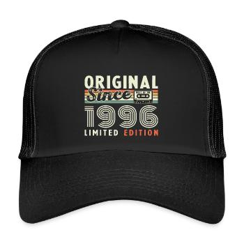 1996 Vintage Retro Birthday Gift - Kids’ Trucker Cap - black/black - Front